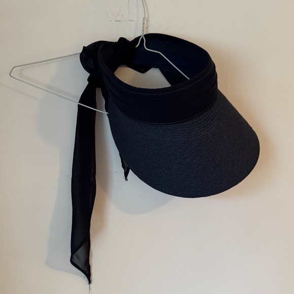 Blue sun visor w bow ribbon back, Pia Rossini new August visors hat sunhat hats. - Picture 7 of 12